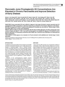 Pancreatic Juice Prostaglandin E2 Concentrations Are Elevated in Chronic Pancreatitis and Improve Detection of Early Disease