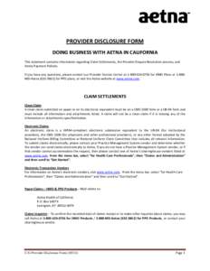 CA Provider Disclosure Form - AB1455