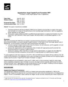 Appalachian Angel Capital Fund Formation Request for Proposals (PDF: 270 KB)