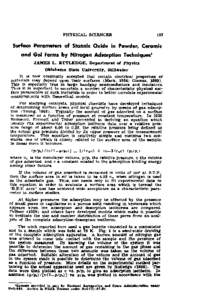 Surface Parameters of Stannic Oxide in Powder, Ceramic and Gel Forms by Nitrogen Adsorption Techniques