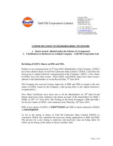 Gulf Oil Corporation Limited  Corporate Office Kukatpally, Post Bag No.1 Sanathnagar (IE) P.O. Hyderabad