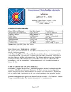 Colorado Commission on Criminal and Juvenile Justice: Minutes (January 11, 2013)