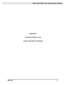 Metals and pH TMDLs for the Tygart Valley River Watershed  Appendix F Abatement Projects in the Tygart Valley River Watershed