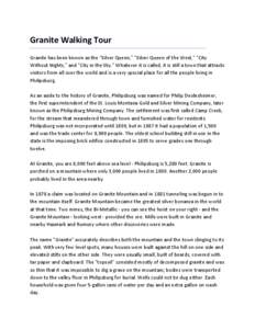 Granite Walking Tour  Granite has been known as the 