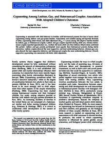 Coparenting Among Lesbian, Gay, and Heterosexual Couples: Associations With Adopted Childrens Outcomes