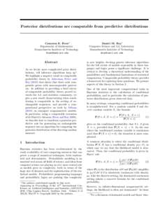 Posterior distributions are computable from predictive distributions  Cameron E. Freer∗ Department of Mathematics Massachusetts Institute of Technology