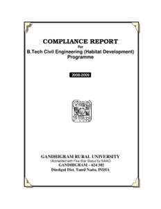 COMPLIANCE REPORT For B.Tech Civil Engineering (Habitat Development) Programme