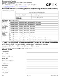 Renewal Contractor Licence Application for Plumbing, Electrical and Gas-fitting