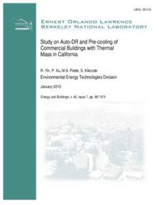 Study on Auto-DR and Pre-cooling of Commercial Buildings with Thermal Mass in California