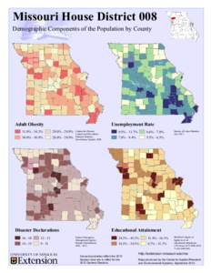 Missouri House District 008  Demographic Components of the Population by County Adult Obesity 31.0% - 34.2%