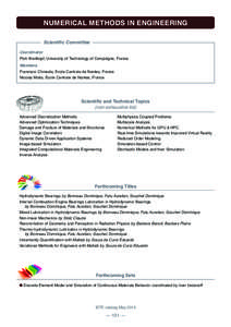 NUMERICAL METHODS IN ENGINEERING Coordinator Scientific Committee  Piotr Breitkopf, University of Technology of Compiègne, France