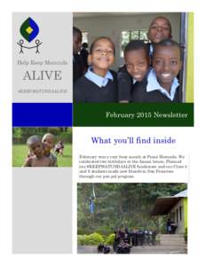 Help Keep Matunda  ALIVE #KEEPMATUNDAALIVE  February 2015 Newsletter
