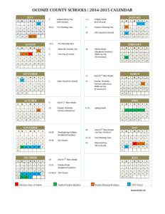 OCONEE COUNTY SCHOOLS | [removed]CALENDAR JULY S M