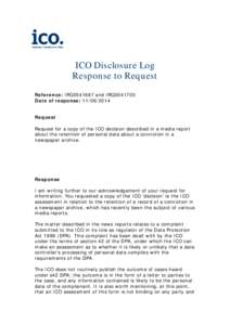 ICO Disclosure Log                       Response to Request