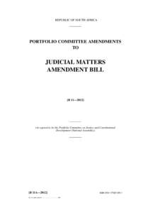 Judicial Matters Amendment Bill 11A of 2012