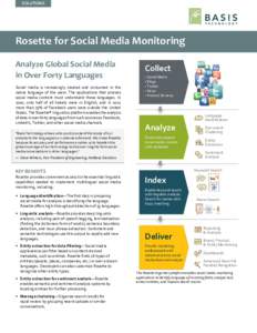 SOLUTIONS  Rosette for Social Media Monitoring Analyze Global Social Media in Over Forty Languages Social media is increasingly created and consumed in the