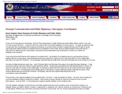 Strategic Communication and Public Diplomacy: Interagency Coordination