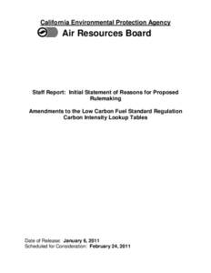 California Environmental Protection Agency  Air Resources Board Staff Report: Initial Statement of Reasons for Proposed Rulemaking