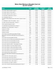 Maine State Maximum Allowable Cost List as of[removed]FORM CURRENT MAC PRICE