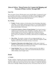 (U) SOMALIA:  Factors Influencing Attacks and Forecast of Pirat