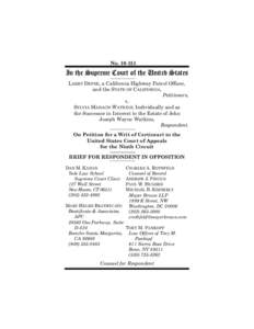 No[removed]In the Supreme Court of the United States LARRY DEPEE, a California Highway Patrol Officer, and the STATE OF CALIFORNIA, Petitioners,