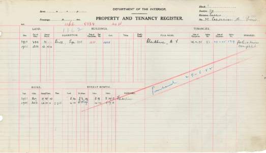 Department of the Interior Property and Tenancy Ledger