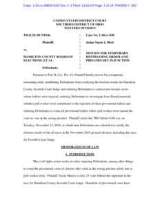 Case: 1:10-cvSJD Doc #: 2 Filed: Page: 1 of 15 PAGEID #: 202  UNITED STATES DISTRICT COURT SOUTHERN DISTRICT OF OHIO WESTERN DIVISION TRACIE HUNTER,