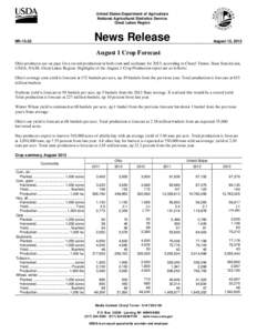 United States Department of Agriculture National Agricultural Statistics Service Great Lakes Region News Release