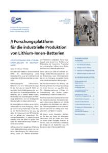 Juli 2014 eLaB-Newsletter Ausgabe 1 Zentrum für Sonnenenergieund Wasserstoff-Forschung Baden-Württemberg (ZSW)
