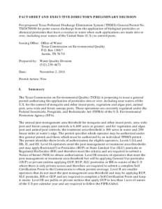 Proposed Pesticide Permit Factsheet and Executive Director’s Preliminary Decision