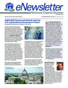 October 2015  Volume 62, Number 2  Visit ASCE-NCS on the web: http://asce-ncs.org ASCE-NCS Centennial Kickoff with the U.S. Capitol Dome Restoration Project