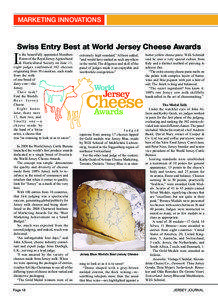 MARKETING INNOVATIONS  Swiss Entry Best at World Jersey Cheese Awards