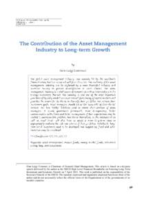 *  Gian Luigi Costanzo is Chairman of Generali Fund Management. This article is based on a keynote speech delivered by the author at the OECD High-Level Financial Roundtable on Fostering Long-Term Investment and Economic