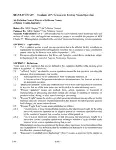 REGULATION[removed]Standards of Performance for Existing Process Operations Air Pollution Control District of Jefferson County Jefferson County, Kentucky