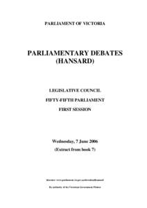 PARLIAMENT OF VICTORIA  PARLIAMENTARY DEBATES (HANSARD)  LEGISLATIVE COUNCIL