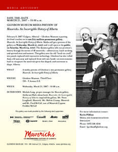 media  advisory SAVE-THE-DATE MARCH 21, 2007 – 10:00 a.m.