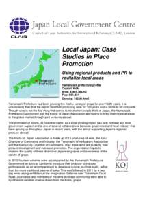 Local Japan: Case Studies in Place Promotion Using regional products and PR to revitalize local areas Yamanashi prefecture profile