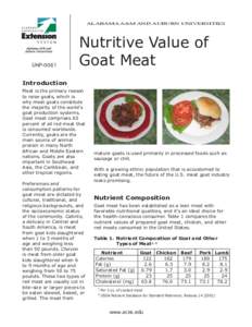 ALABAMA A&M AND AUBURN UNIVERSITIES  UNP-0061 Nutritive Value of Goat Meat