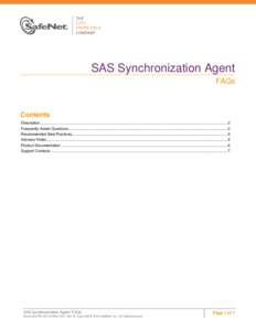 SAS Synchronization Agent FAQs Contents Description ........................................................................................................................................................................