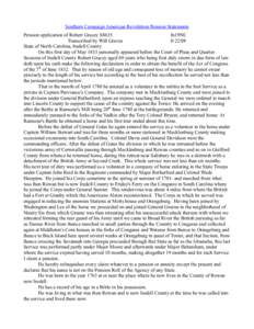 Southern Campaign American Revolution Pension Statements Pension application of Robert Gracey S8635 fn19NC Transcribed by Will Graves[removed]State of North Carolina, Iredell County