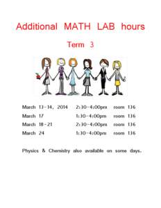 Additional MATH LAB hours Term 3 March 13-14, [removed]:30-4:00pm