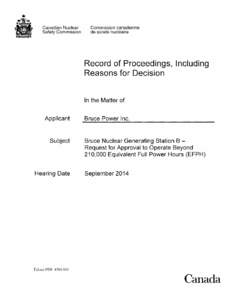 Record of Proceedings, Including Reasons for Decision