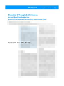 Hepatitis-C-Therapie bei Patienten unter Opioidsubstitution. Empfehlungen der Schweizerischen Gesellschaft für Suchtmedizin (SSAM)