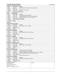 Family Group Sheet  27 SEP 2003 Husband Norris Alexander Lewis 7 APR 1857