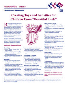 #14  Creating Toys and Activities for Children From “Beautiful Junk”  R