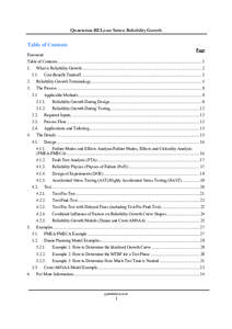 Quanterion RELease Series: Reliability Growth  Table of Contents Page Foreword Table of Contents ...........................................................................................................................