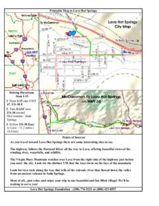 Printable Driving Map to Lava Hot Springs