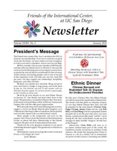 Friends of the International Center, at UC San Diego Newsletter  Volume XXXIX No. 5