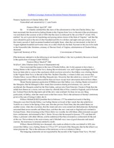 Southern Campaign American Revolution Pension Statements & Rosters Pension Application of Charles DeKay R34 Transcribed and annotated by C. Leon Harris Pension Office/ April 28th, 1842 Sir It is hereby certified that the