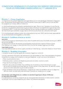 Transilien - Conditions générales d’utilisation des services spécifiques pour les personnes handicapées au 1er janvier 2016